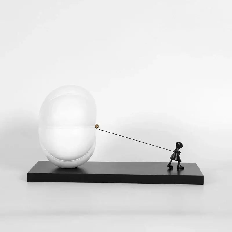 Modern black and white cartoon balloon man sculpture living room decor