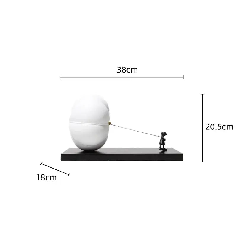 Modern black and white cartoon balloon man sculpture living room decor