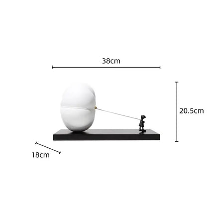 Modern black and white cartoon balloon man sculpture living room decor