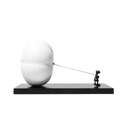 Modern black and white cartoon balloon man sculpture living room decor