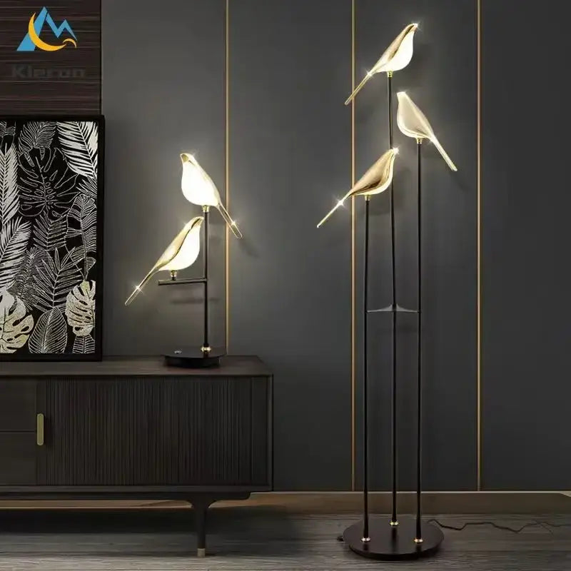 Modern black and white crow led floor lamp living room decor