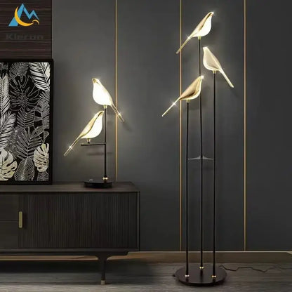 Modern black and white crow led floor lamp living room decor