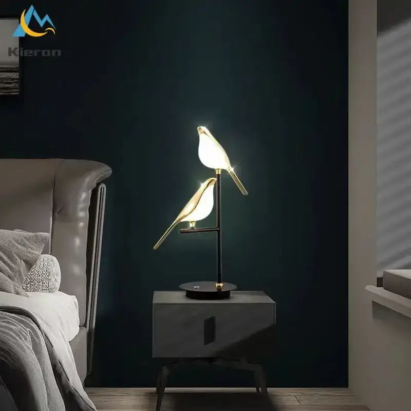 Modern black and white crow led floor lamp living room decor