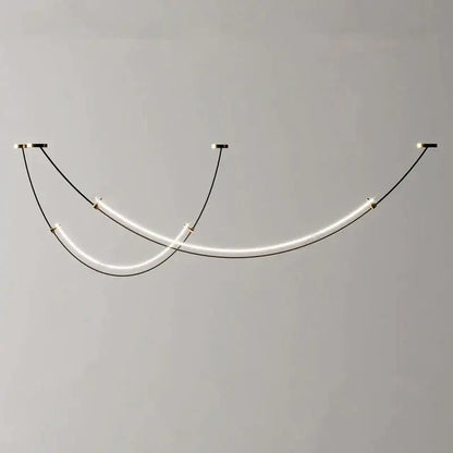 Modern black and white designer arc line dining room chandelier
