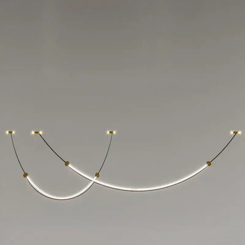 Modern black and white designer arc line dining room chandelier