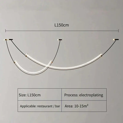 Modern black and white designer arc line dining room chandelier