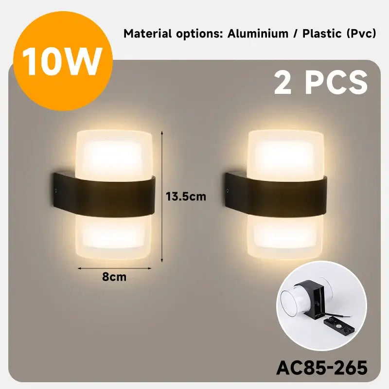 Modern black and white dome led wall lamp bedroom and garden light