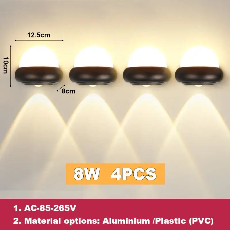 Modern black and white dome led wall lamp bedroom and garden light