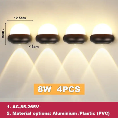 Modern black and white dome led wall lamp bedroom and garden light