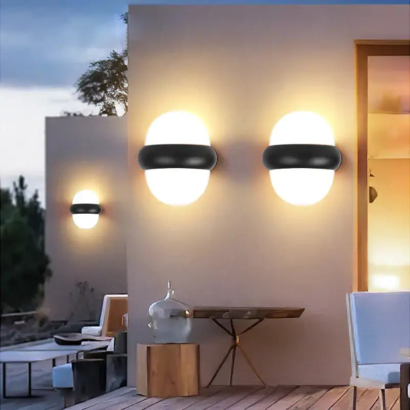 Modern black and white dome led wall lamp bedroom and garden light
