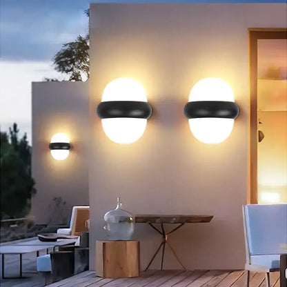 Modern black and white dome led wall lamp bedroom and garden light