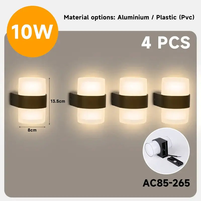 Modern black and white dome led wall lamp bedroom and garden light
