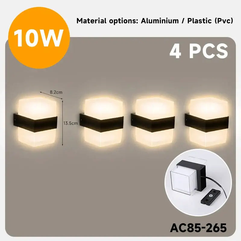 Modern black and white dome led wall lamp bedroom and garden light