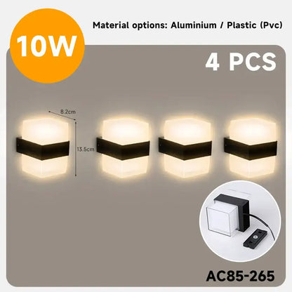 Modern black and white dome led wall lamp bedroom and garden light