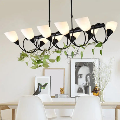 Modern black and white glass light fixture – kitchen pendant light