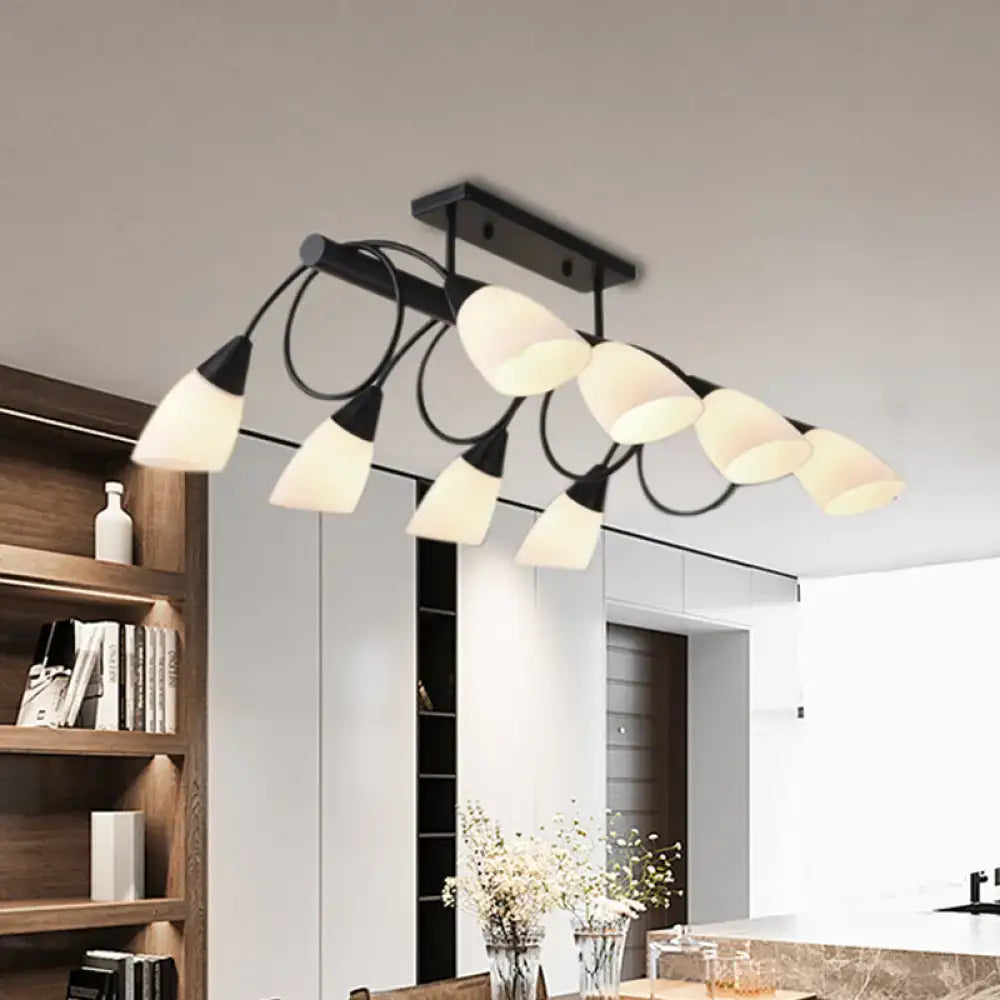 Modern black and white glass light fixture – kitchen pendant light