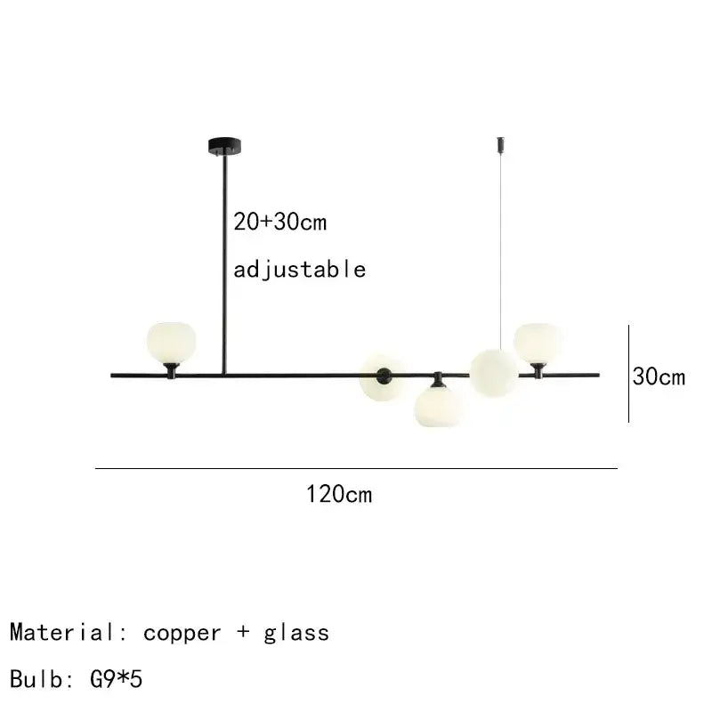 Modern black and white glass pendant lamp dining room 5 light