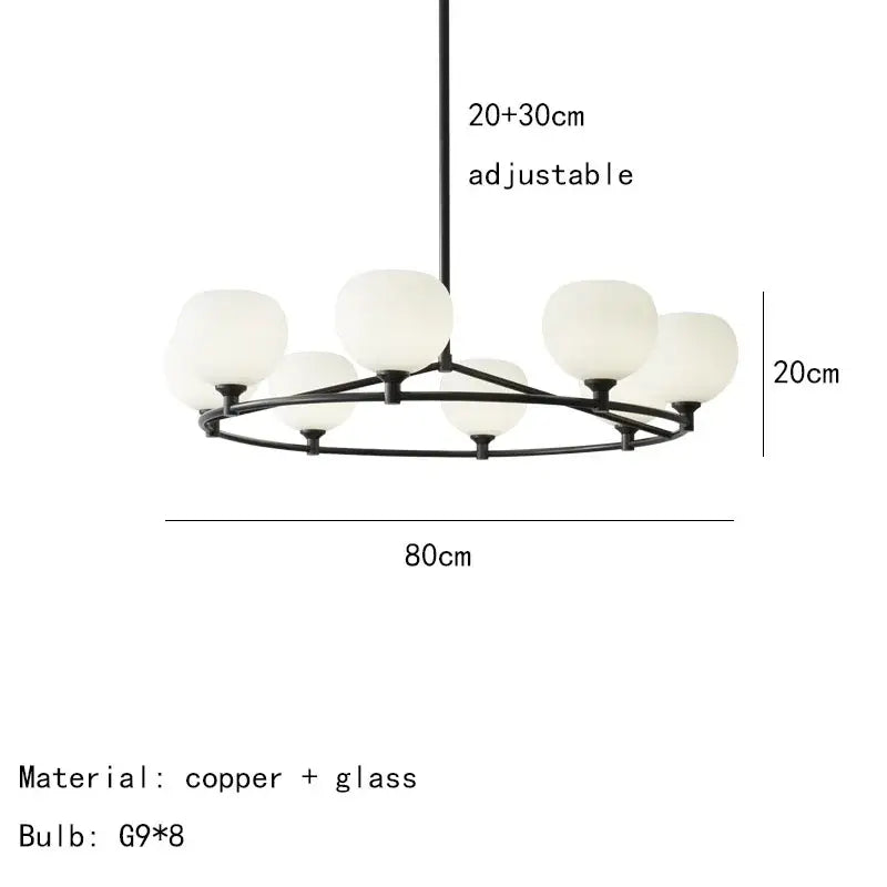 Modern black and white glass pendant lamp dining room 5 light
