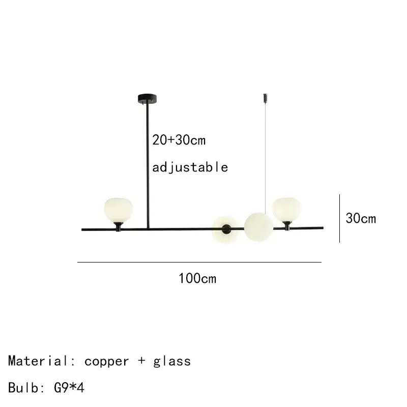 Modern black and white glass pendant lamp dining room 5 light