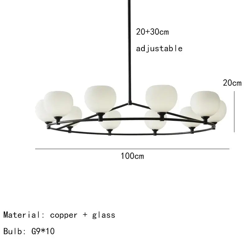 Modern black and white glass pendant lamp dining room 5 light
