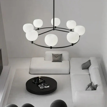 Modern black and white glass pendant lamp dining room 5 light