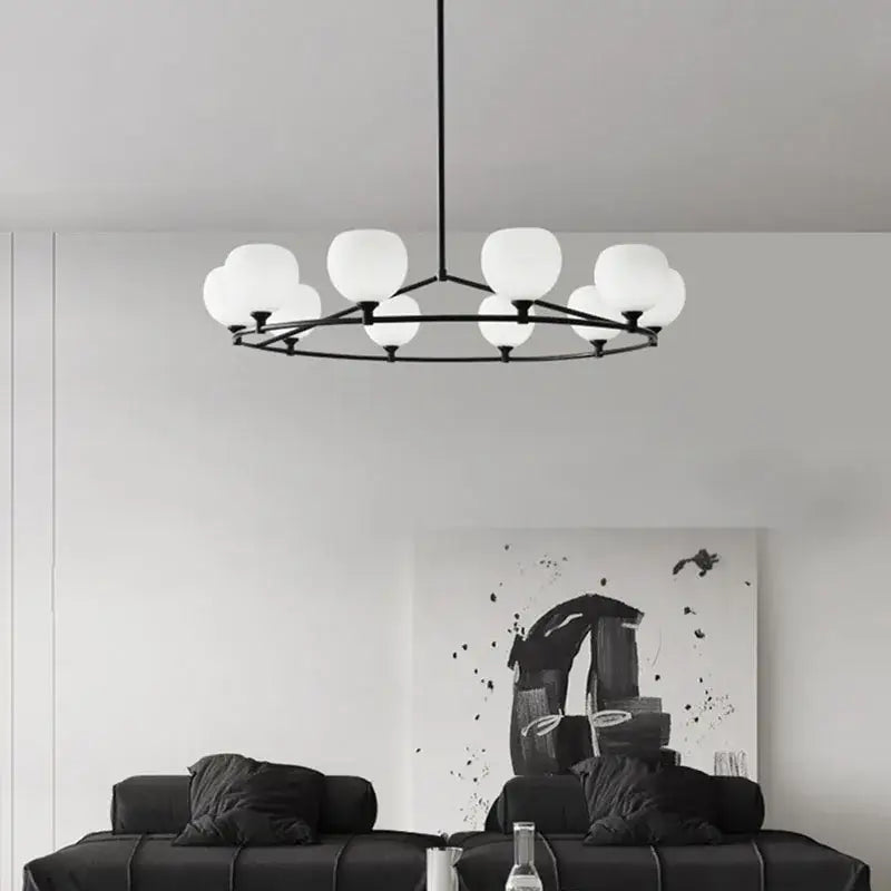 Modern black and white glass pendant lamp dining room 5 light