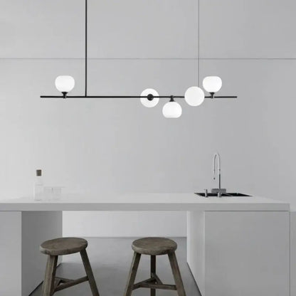 Modern black and white glass pendant lamp dining room 5 light