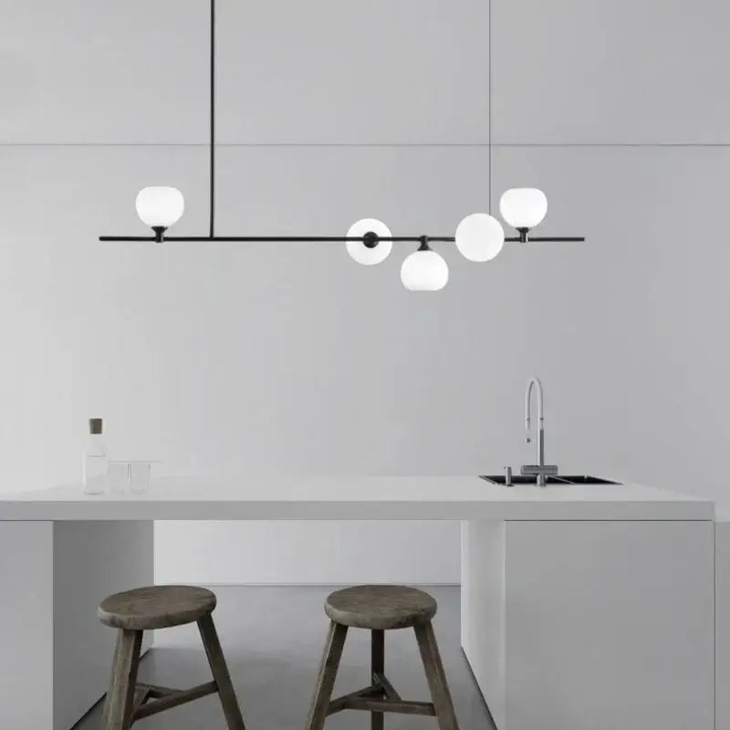 Modern black and white glass pendant lamp dining room 5 light