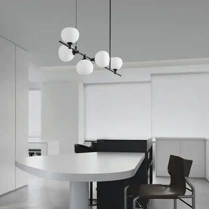 Modern black and white glass pendant lamp dining room 5 light