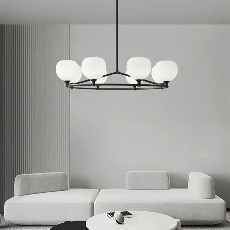 Modern black and white glass pendant lamp dining room 5 light