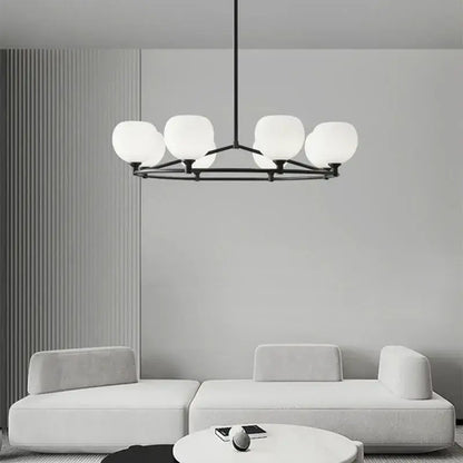 Modern black and white glass pendant lamp dining room 5 light