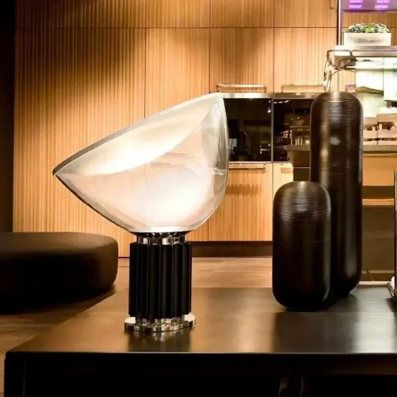 Modern black and white glass radar shade led desk lamp bedroom