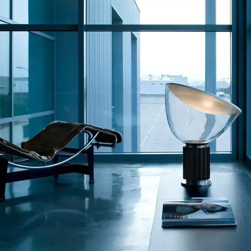 Modern black and white glass radar shade led desk lamp bedroom