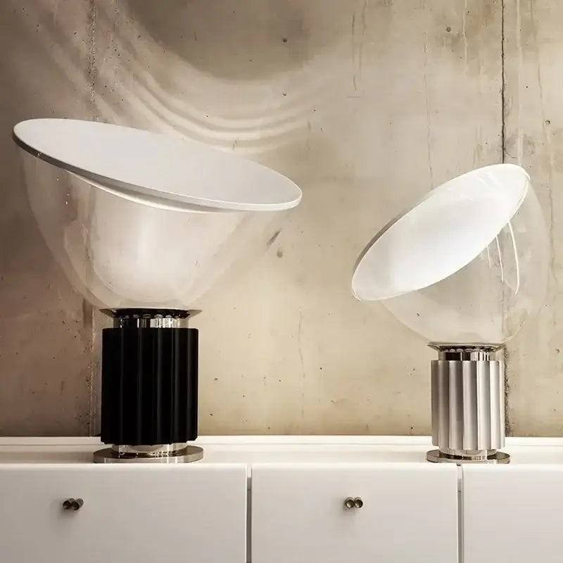Modern black and white glass radar shade led desk lamp bedroom
