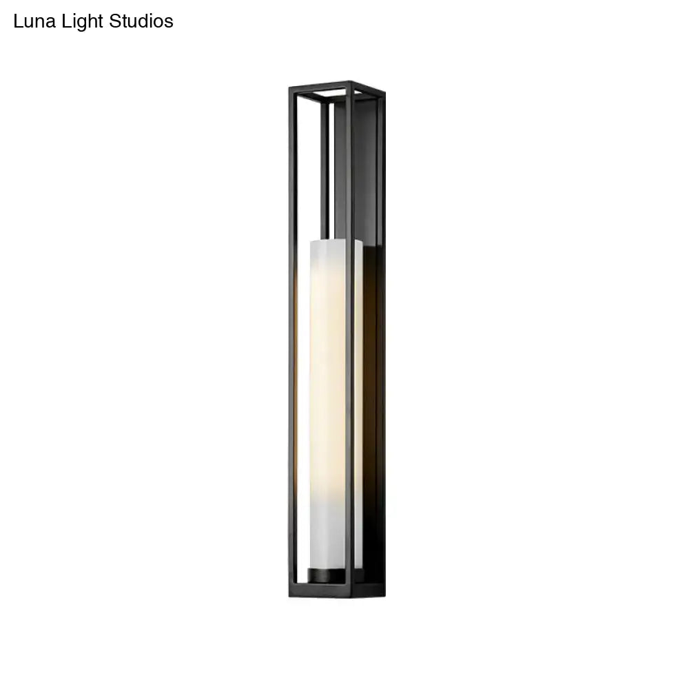 Modern black and white glass tubular wall mount light bedroom sconce