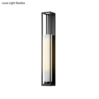 Modern black and white glass tubular wall mount light bedroom sconce