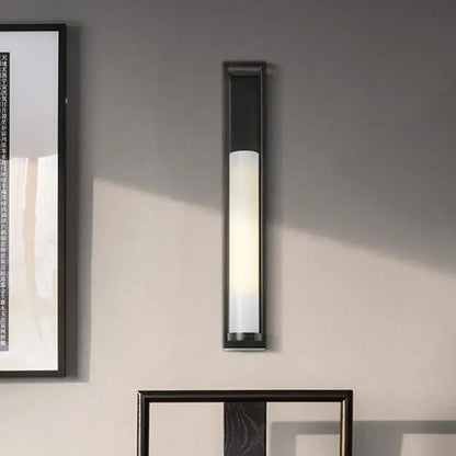 Modern black and white glass tubular wall mount light bedroom sconce