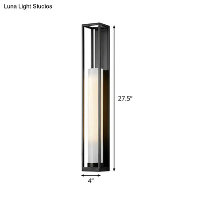 Modern black and white glass tubular wall mount light bedroom sconce