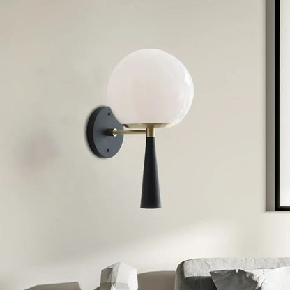 Modern black and white glass wall sconce bedroom light fixture