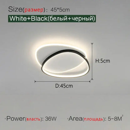 Modern black and white led ceiling lamp for bedroom