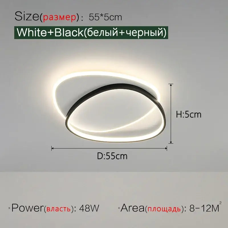 Modern black and white led ceiling lamp for bedroom
