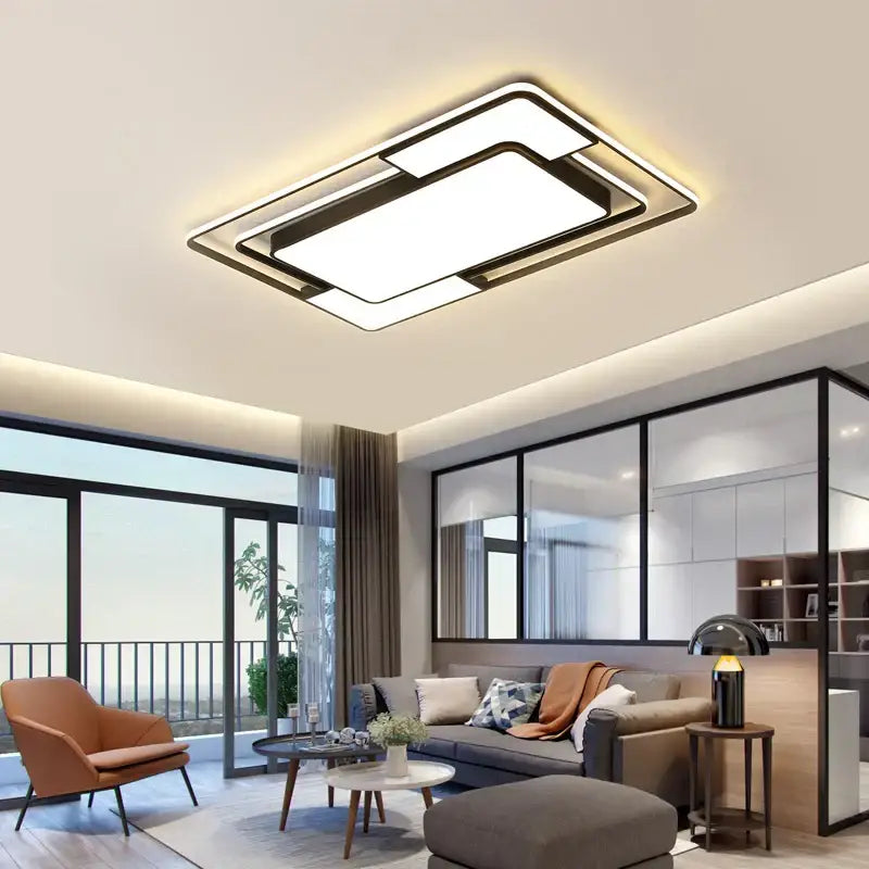 Modern black and white led ceiling lamps living room dimmable light