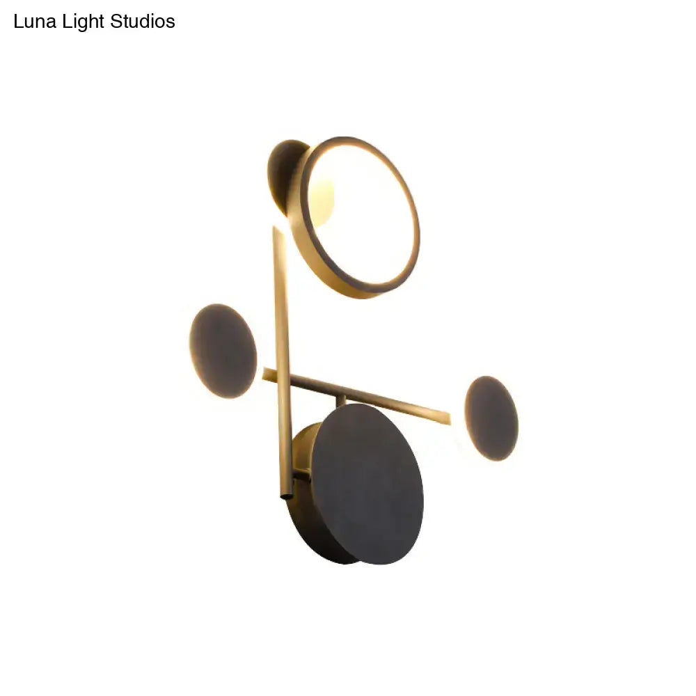 Modern black and white metallic round led wall sconce – living room
