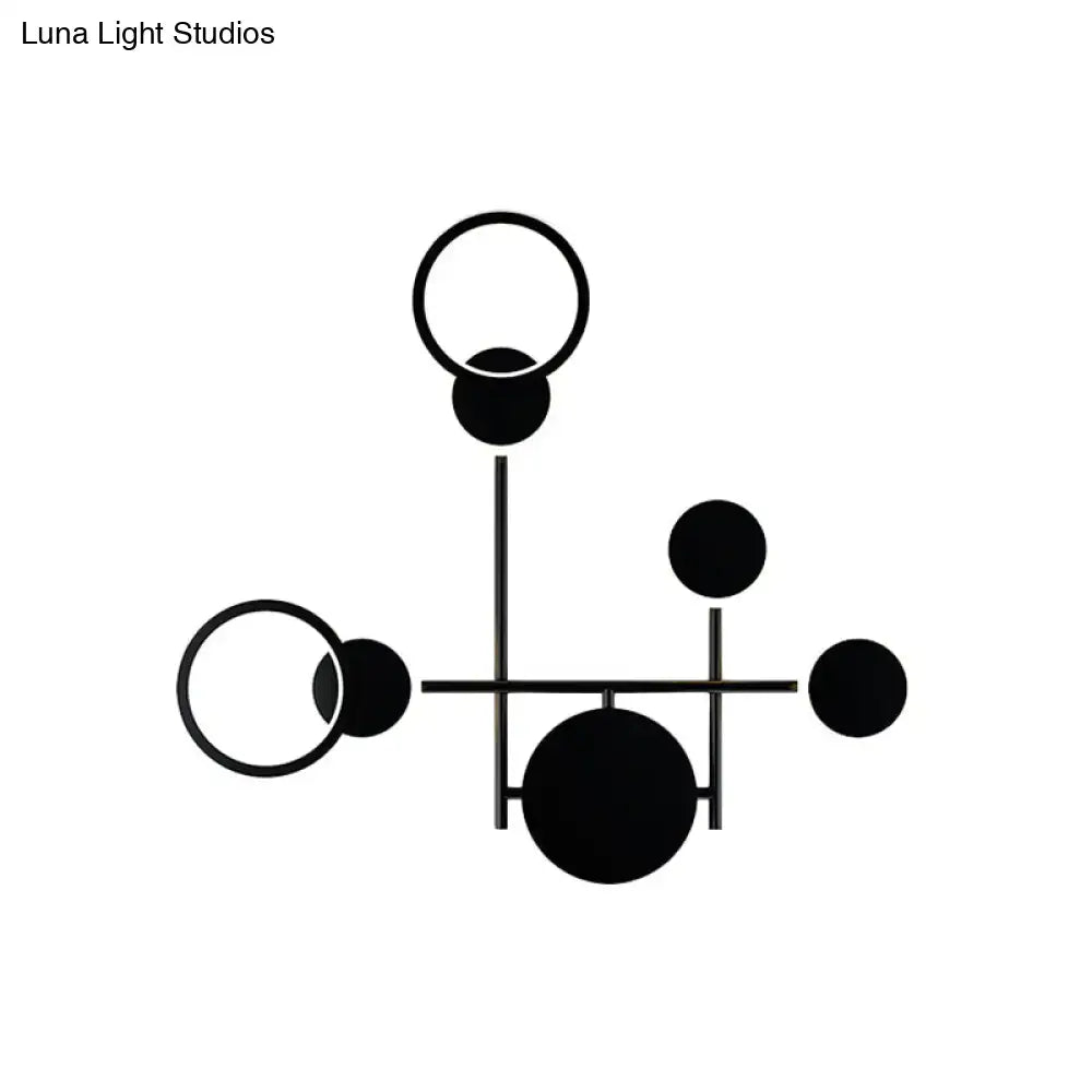 Modern black and white metallic round led wall sconce – living room