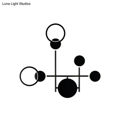 Modern black and white metallic round led wall sconce – living room