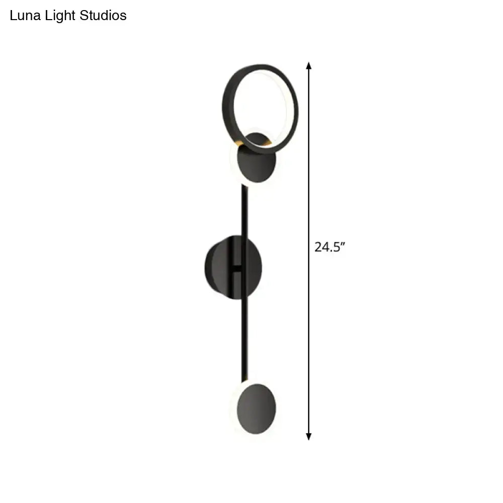 Modern black and white metallic round led wall sconce – living room