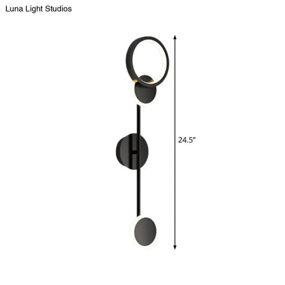 Modern black and white metallic round led wall sconce – living room
