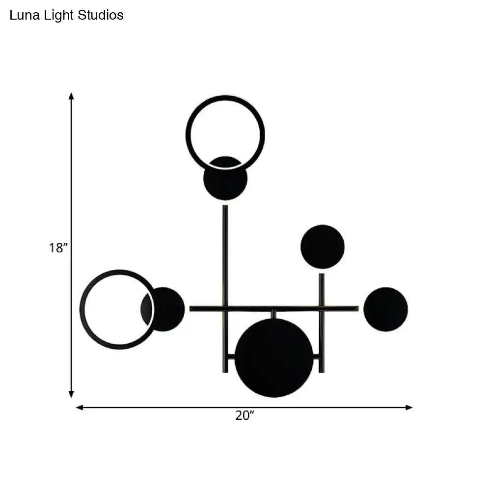 Modern black and white metallic round led wall sconce – living room