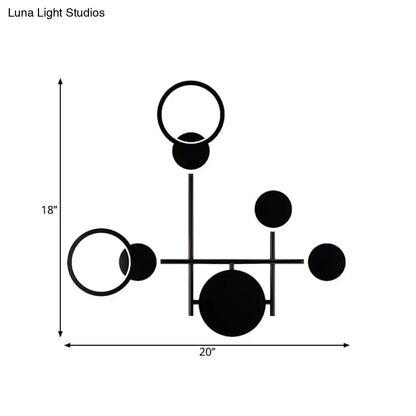 Modern black and white metallic round led wall sconce – living room