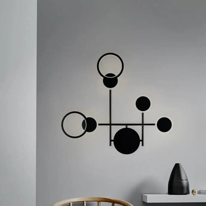 Modern black and white metallic round led wall sconce – living room